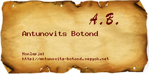 Antunovits Botond névjegykártya